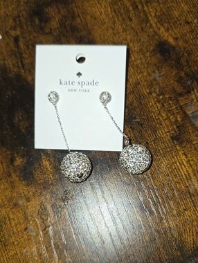 kate spade Silver Pave Ball Drop Earrings